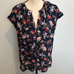 Philosophy Republic Clothing Navy Floral Women's Blouse Pullover Large
